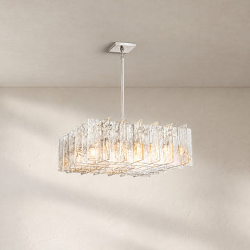 Lattic Clear/Smoke Class Square Chandelier 37'' For living room