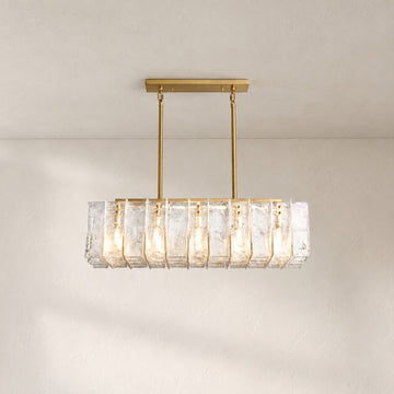 Lattic Smoke Glass Rectangular Chandelier 49'' 67''