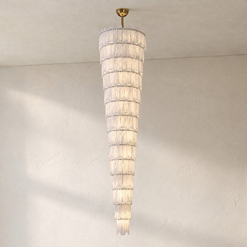 Long Cascading Alabaster Staircase Chandelier
