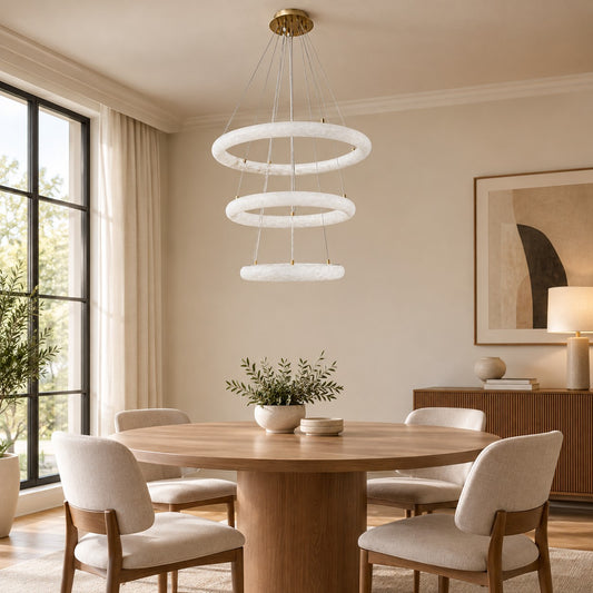 Luca Three-Tier Alabaster Pendant Chandelier