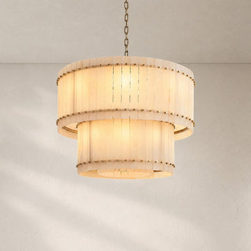 Lux Alabaster Round Tiered Chandelier