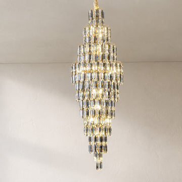 Luxury Large Foyer Staircase K9 Crystal Chandelier Long Ceiling Lighting Fixture For Living Room Hall