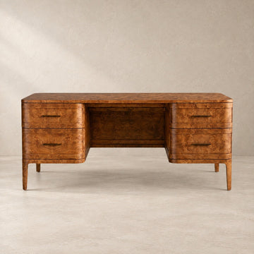 Mappa Burl Wood Curved Workspace Table