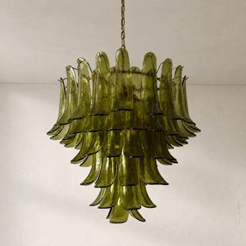 Mid-Century Green Murano Glass Chandelier, 29.5"