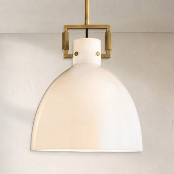 Mid-Century Milk Glass Pendant Light, 10 inch