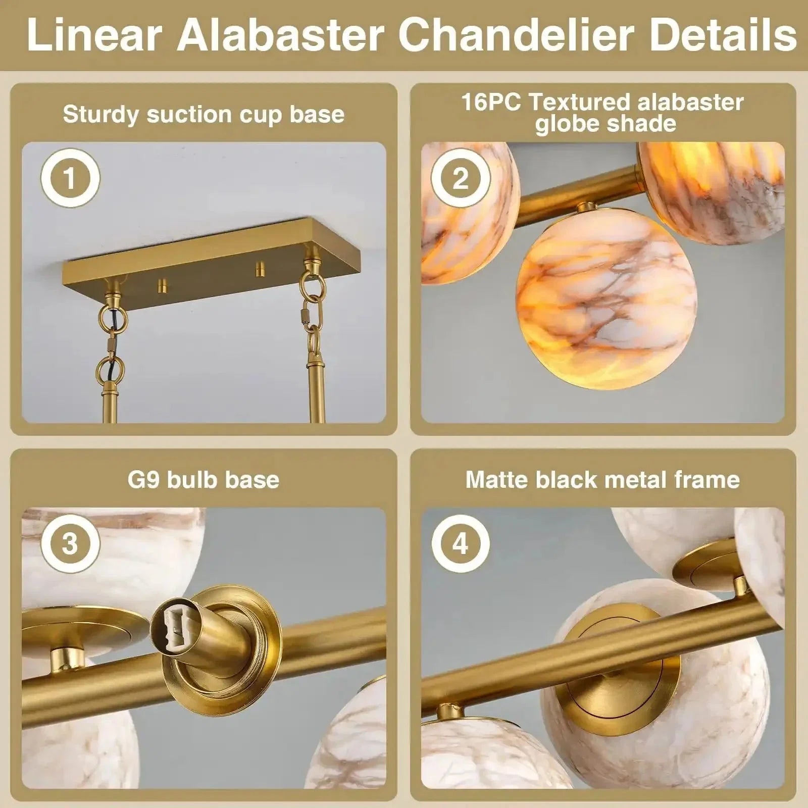 Mid Century Modern Sputnik 12 Light Gold Alabaster Globe Chandelier | Lamer Lighting (13)