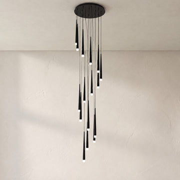 Minimalism Foyer Staircase Chandelier Ceiling Pendant Lighting Fixture For Living Room Entryway In Gold/ Black Finish