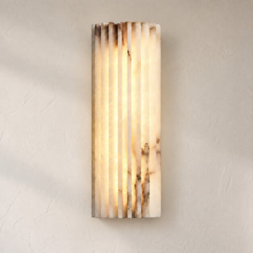 Minimalist Fluted Alabaster Wall Sconce, 11.8 inch