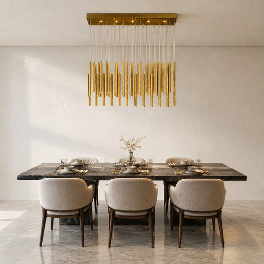 Minimalist Gold Aluminum 28-Light Linear Pendant Light, 39.4 Inch