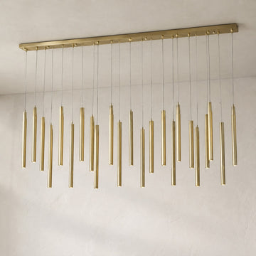 Minimalist Gold Aluminum 28-Light Linear Pendant Light, 39.4 Inch