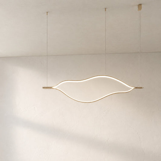 Minimalist Gold Aluminum Wave Chandelier, 31.5 Inch