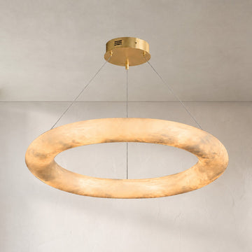 Minimalist Spanish Alabaster Ring Pendant Light, 23.6 inch