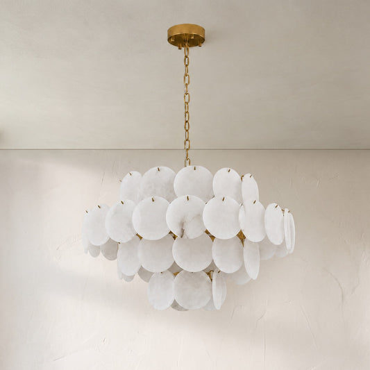 Modern Alabaster 12-Light Round Chandelier, 31.5 inch