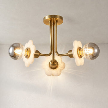 Modern Alabaster 3-Light Ceiling Light