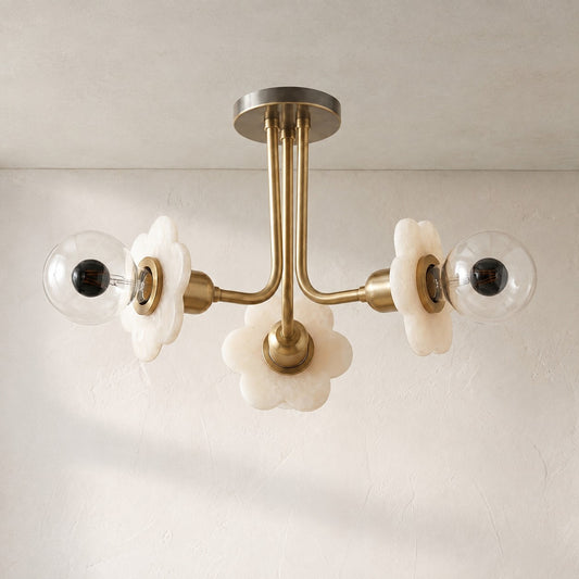 Modern Alabaster 3-Light Ceiling Light