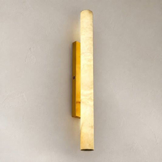 Modern Alabaster and Brass Wall Sconce, 20 inch