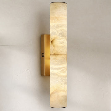 Modern Alabaster and Brass Wall Sconce, 20 inch