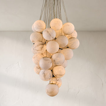 Modern Alabaster and Gold 31-Light Chandelier, 13 inch