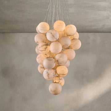Modern Alabaster and Gold 31-Light Chandelier, 13 inch
