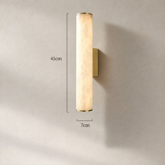 Modern Alabaster Brass Wall Sconce, 16 inch