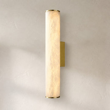 Modern Alabaster Brass Wall Sconce, 16 inch