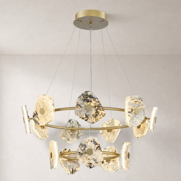 Modern Alabaster Ring Pendant Light, 39 inch