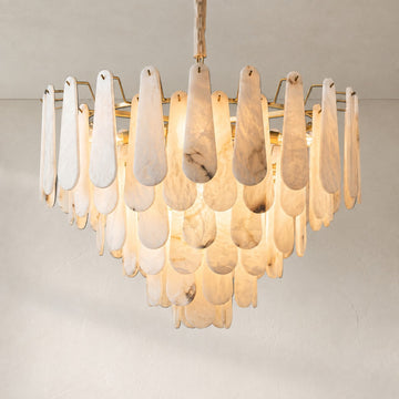 Modern Alabaster Tiered Chandelier, 21.7 Inch