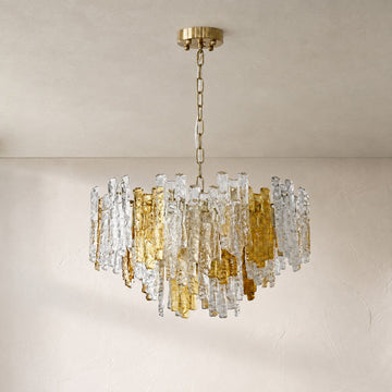 Modern Amber and Clear Glass 6-Light Chandelier, 13.3 inch