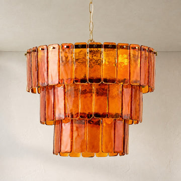 Modern Amber Glass Chandelier, 19.7 inch