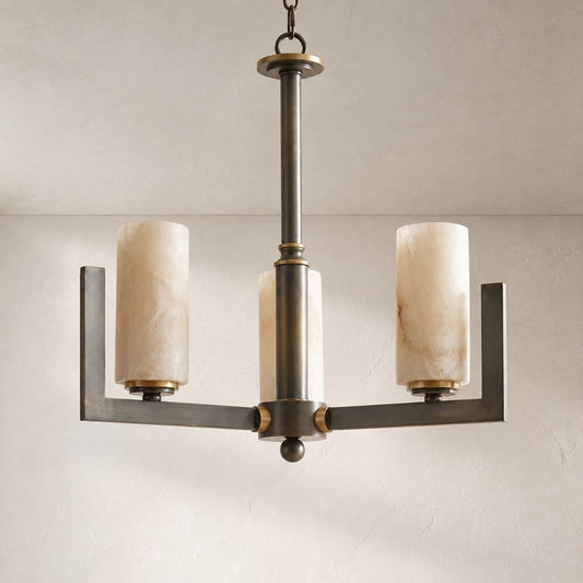 Modern Black Alabaster 3-Light Pendant Light