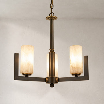Modern Black Alabaster 3-Light Pendant Light