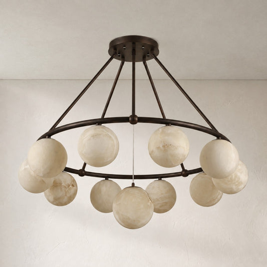 Modern Black and Alabaster Pendant Light