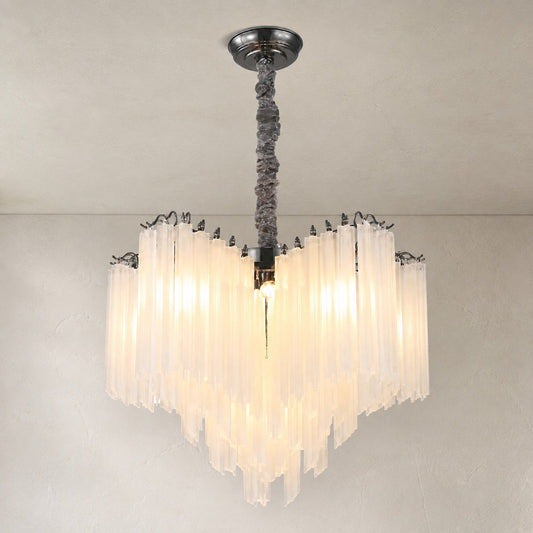 Modern Black and Gold Glass 15-Light Chandelier, 31.5 inch