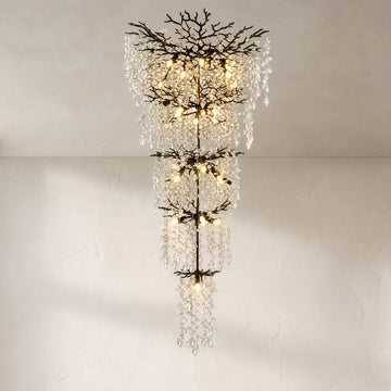 Modern Black Crystal 28-Light Branch Chandelier, 30 inch