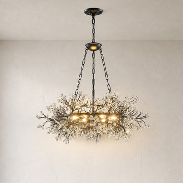 Modern Black Crystal 6-Light Round Chandelier, 31.5 Inch