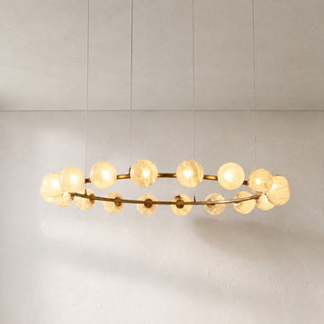Modern Brass Alabaster Orb Pendant Light