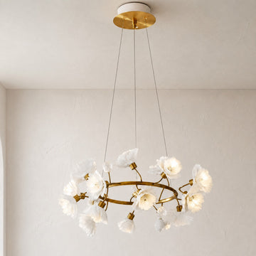 Modern Brass and Ceramic Chandelier