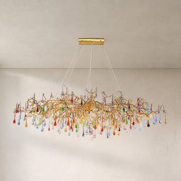 Modern Brass and Crystal Branch Chandelier, 39 inch