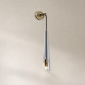 Modern Brass Crystal 1-Light Wall Sconce, 15.7 inch