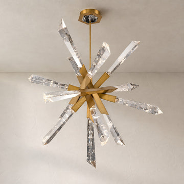 Modern Brass Crystal Sputnik Chandelier, 47.63 Inch