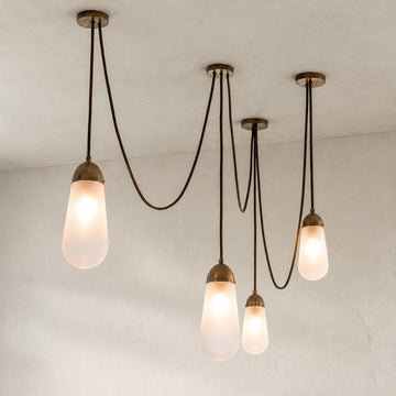 Modern Brass Frosted Glass Pendant Light, 5.12 Inch