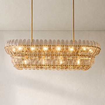 Modern Bronze Clear Glass 18-Light Linear Chandelier, 54 Inch
