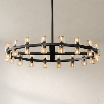 Modern Bronze Crystal 36-Light Round Chandelier, 36 Inch