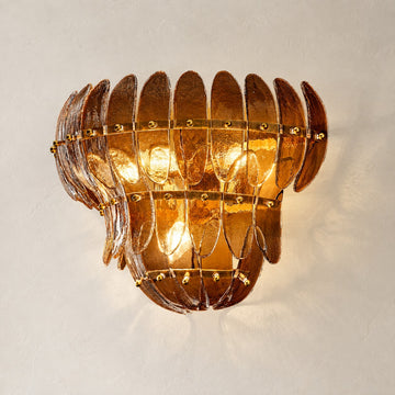 Modern Bronze Smoke Glass 4-Light Tiered Wall Sconce, 14.5 Inch