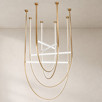 Modern Brushed Brass Acrylic LED Chandelier