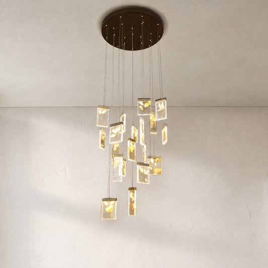 Modern Brushed Gunmetal Black Crystal Pendant Light
