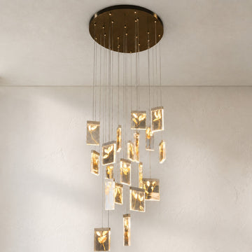 Modern Brushed Gunmetal Black Crystal Pendant Light