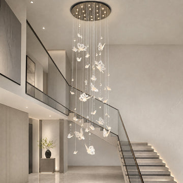 Modern Champagne Gold and Gunmetal Black Crystal Pendant Light