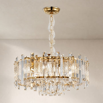 Modern Champagne Gold Crystal 9-Light Chandelier, 24 inch