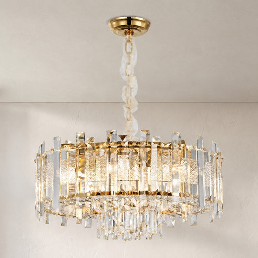 Modern Champagne Gold Crystal 9-Light Chandelier, 24 inch
